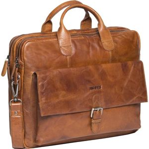 Justified Leren Laptoptas 15 inch Everest 2-Vaks Cognac