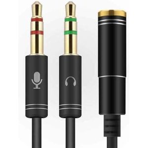 3.5mm Jack Aux Female Dual Male Headset Microfoon 4-Pin Audio Splitter | Zwart | TrendParts