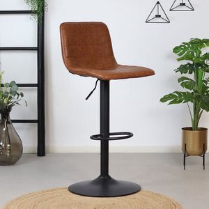 Bronx71® Industriële barkruk Boston leer cognac 60-76 cm - draaibaar