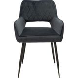 Bronx71® Eetkamerstoel velvet Mika antraciet - Eetkamerstoelen met armleuning - Stoel antraciet - Velvet eetkamerstoel - Eetkamerstoel met armleuning