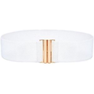 Amodi® Fashion - Riem Vrouwen - Elastische Dames riem - Damesriem - Jurk - Jas - Vest - Colbert - Tailleriem - Goud - Wit