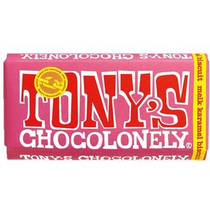 Tony's Chocolonely Melk Karamel Biscuit​​ Chocolade Reep - 180 Gram