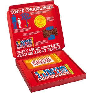 Tony's Chocolonely Verjaardag Cadeau Geschenkdoos - Chocolade Kado met ""Hieperdepieper"" + Melk Chocola Reep Geschenkset voor Man en Vrouw