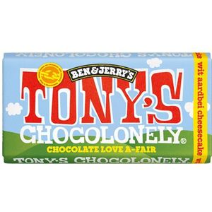 Chocolade Tonys Chocolonely wit aardbei cheesecake 180 gram, 1 stuk
