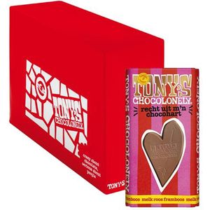 Tony's Chocolonely - Melk Chocolade Roos Framboos Chocoladereep - Moederdag Cadeau voor Mama Reep - Moederdag Cadeautje voor Mama - 15 x 180 gram Repen