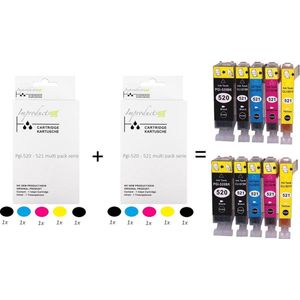 Improducts® Inkt cartridges - Alternatief Canon PGI-520 / CLI-521 XL 10 box