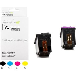 Improducts® Inkt cartridge - Alternatief Hp 338 C8765EE / 343 C8766EE XL set