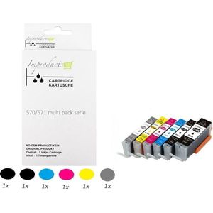 Improducts® Inkt cartridges - Alternatief Canon PGI-570 / CLI-571 XL set + grijs