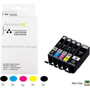Improducts® Inkt cartridges - Alternatief Canon PGI-550 / CLI-551 XL multi pack new chip v5