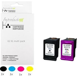 Improducts® Inkt cartridges - Alternatief HP 62 / HP 62XL - C2P05AE - C2P07AE multi pack