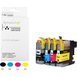 Improducts® Inkt cartridges - Alternatief Brother LC123 / LC-123 / 123 LC-123XL 4 stuks
