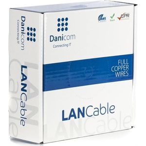 DANICOM CAT6A S/FTP 50 meter kabel op rol soepel - PVC (Fca) - Trekdoos - Internetkabel - Netwerkkabel - UTP kabel