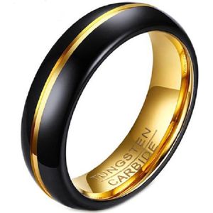 Schitterende Wolfraamcarbide Kleurcombinatie Gold & Black Ring | Ronde Ring 20.75 mm. (maat 65)