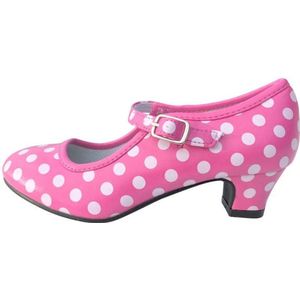 Spaanse schoenen roze wit maat 35 (binnenmaat 22,5 cm) bij jurk verkleedkleding meisje