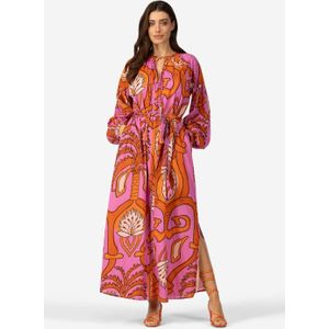 IBANA - Blousejurk - Rood - Midi-lengte - V-hals - Lange Pofmouwen