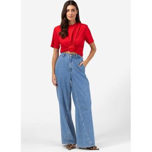 IBANA - Temari Top - Rood - Aansluitend - Katoen - Rechte Mouwen