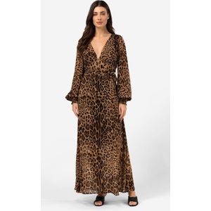 IBANA - Maxi Jurk - Bruin - Lange Mouwen - V-hals