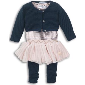 Dirkje - Babysuit Dress - Navy - Roze - 3-delig Setje