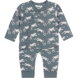 Dirkje overslagshirt + broek grijsgroen/wit