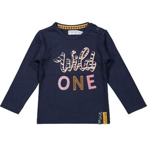 DIRKJE Meisjesshirt - Blauw - Katoen - Tekstprint met Pailletten