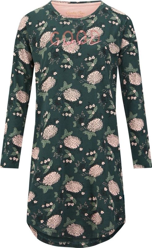 Charlie Choe - Nachtjurk - Donkergroen - 95% Katoen, 5% Elastaan