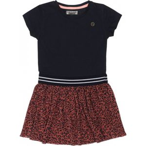 DJ Dutchjeans - Girl's ss Dress - Marineblauw - Jurk - Maat 116