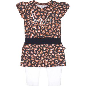 Dirkje V-HEART Kledingset - Navy - Jurkje en Legging - Panterprint