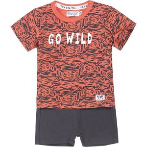 Dirkje - V-TRAVEL - Kledingset - Roestig Oranje - T-shirt en Korte Broek