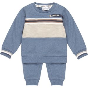Dirkje-Boys 2 pce babysuit-Blue melee - Maat 80