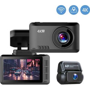 TechU™ 4K Dashcam set MO2 Pro - Dashboardcamera - Wifi - GPS - Voor en Achter - Super Night Vision - Dual Recording - Autocamera - Loop recording - Bewegingssensor - G-sensor - voor auto