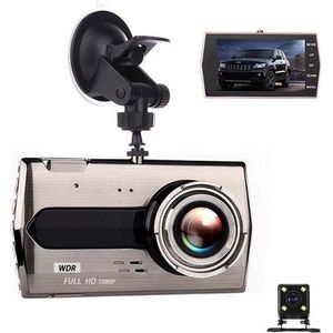 TechU™ Dashcam M14 Pro Dual Camera – Dashboardcamera – 4.0 inch IPS Scherm – Full HD 1080p – Loop Recording – Nachtvisie – Bewegingssensor – G-sensor – Autocamera Voor én Achter - voor auto