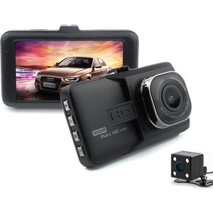 TechU™ Dashcam M15 Pro Dual Camera – 3.0 inch Scherm – Dashboardcamera – Full HD 1080p – Nachtvisie – Bewegingssensor – G-sensor – Loop Recording – Autocamera Voor én Achter - voor auto