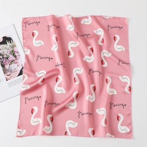 Kleine Dames Sjaal – Zijden Sjaal – Kleine Bandana – Roze Zwanen