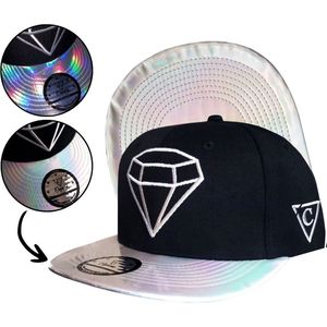 Capiche® Snapback – Clear Diamond – Zwart & Zilveren Holografische Klep – Pet Heren – Sportcap – Baseball Cap