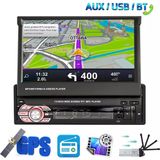 TechU™ Autoradio met klapscherm AT55 – 1 Din – 7” Touchscreen Monitor – Uitschuifbare Display – GPS Navigatie – Bluetooth – Android & iOS – Handsfree bellen – FM radio – USB – Incl. Afstandsbediening