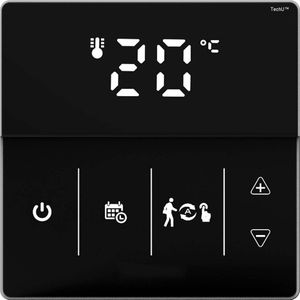 TechU™ Smart Thermostaat Thin – Zwart – Alleen voor Elektrische Vloerverwarming – App & Wifi – Google Assistant & Amazon Alexa – Persoonlijk Programma Instelbaar