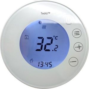 TechU™ Smart Thermostaat Round – Wit – Alleen voor CV-ketel – Wifi & App – Google Assistant & Alexa – Persoonlijk programma instelbaar