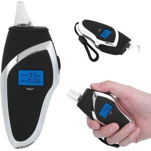 TechU™ Digitale Alcoholtest – Zwart – Auto Blaastest – Hygiënisch – USB Oplaadbaar – 4 Stuks Vervangbare Mondstukken