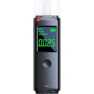 TechU™ Digitale Alcoholtest – Zwart – Blaastest voor Auto – USB Ingang – 5 Stuks Vervangbare Mondstukken