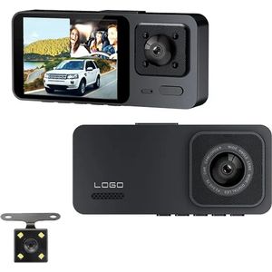 TechU™ Dashcam Camera – M52 Zwart – 2 Inch Scherm Full HD 1080P – 2 Camera's: Voor & Binnen – Dashboardcamera – G-sensor – Nachtvisie – Loop recording – Bewegingssensor – Parkeermodus