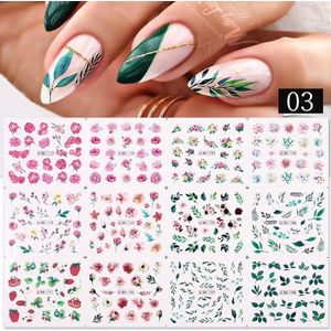 12 Stuks Nagelstickers – Nail Art Stickers – Botanical Bloemen & Bladeren – Set van 12 nagelstickers – Botanische designs – Bloemen en bladeren – nail art – Gemakkelijk aan te brengen