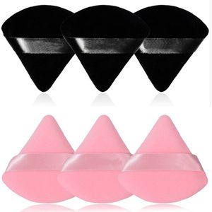 6 Stuks Driehoekig Make-up Sponsjes in Case – Zwart & Roze – 7*6.5 cm – Poeder, Foundation, BB Cream