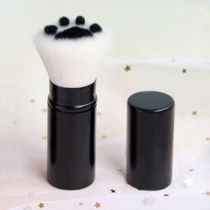 Make-up Kwast met Kattenpootje – Intrekbare Kwast voor Highlighter, Blush, Bronzer & Poeder – Zwart