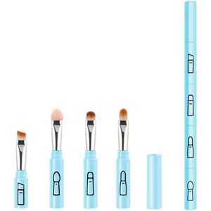 4-in-1 Make-up Kwast voor Oogschaduw – 4 Verschillende Kwasten voor Oogleden – Blauw – Oogmake-Up Kwast Set – Professionele Make-Up Kwasten – Oogschaduw, Blenden en Detailwerk