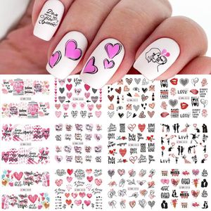 12 Stuks Nagelstickers – Romantisch – Hartjes, Love Teksten – Nail Art Stickers