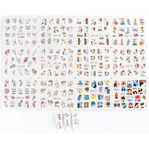 12 Stuks Nagelstickers – Art Deco – Gezichten, Color Blocking – Nail Art Stickers