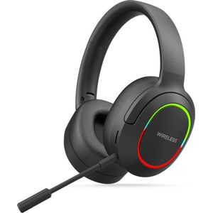 TechU™ Draadloze Koptelefoon met Microfoon Bluetooth 5.0 – Game Headset met LED Licht – Hoofdtelefoon voor Muziek, Podcast & Gamen – Zwart