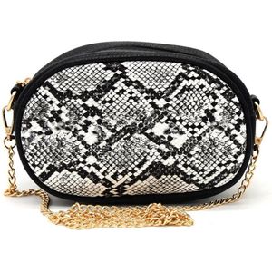 Heuptas - Schoudertas - Tasje - Festival Tasje - Crossbody - Snake - Slangenprint Zwart/Wit