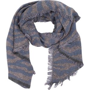 Dielay - Zachte Sjaal met Zebraprint - 190x60 cm - Blauw