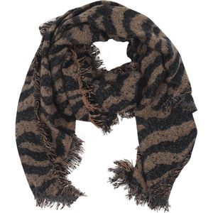 Dielay - Zachte Sjaal met Zebraprint - 190x60 cm - Bruin